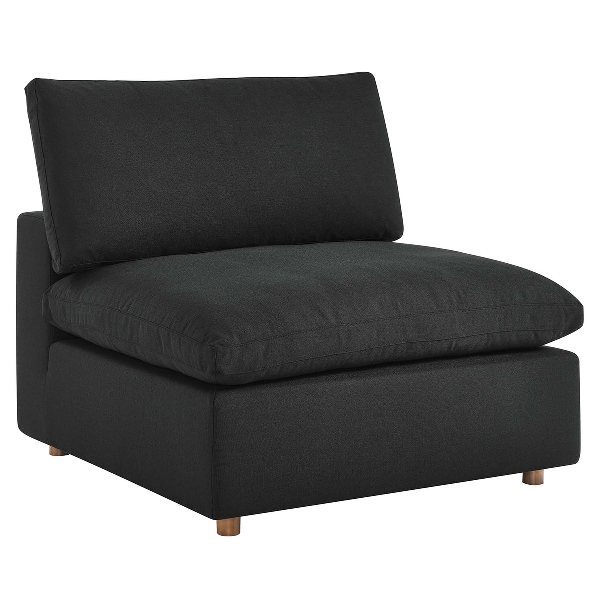 Commix 3 Piece Down Filled Overstuffed Sectional Sofa Set in Black