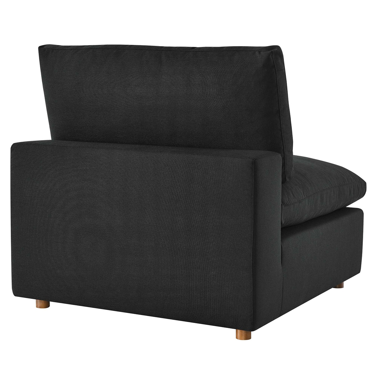 Commix 3 Piece Down Filled Overstuffed Sectional Sofa Set in Black
