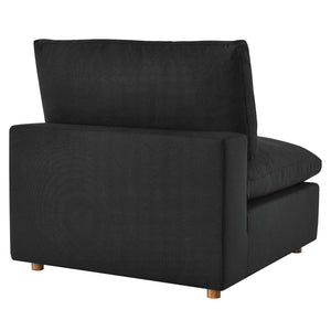 Commix 3 Piece Down Filled Overstuffed Sectional Sofa Set in Black