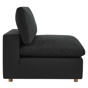 Commix 3 Piece Down Filled Overstuffed Sectional Sofa Set in Black