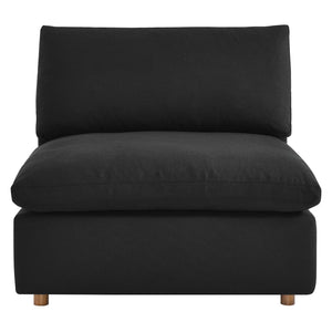 Commix 3 Piece Down Filled Overstuffed Sectional Sofa Set in Black