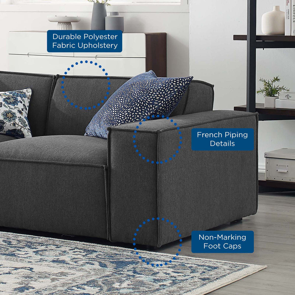Restore 4-Piece Sectional Sofa in Charcoal
