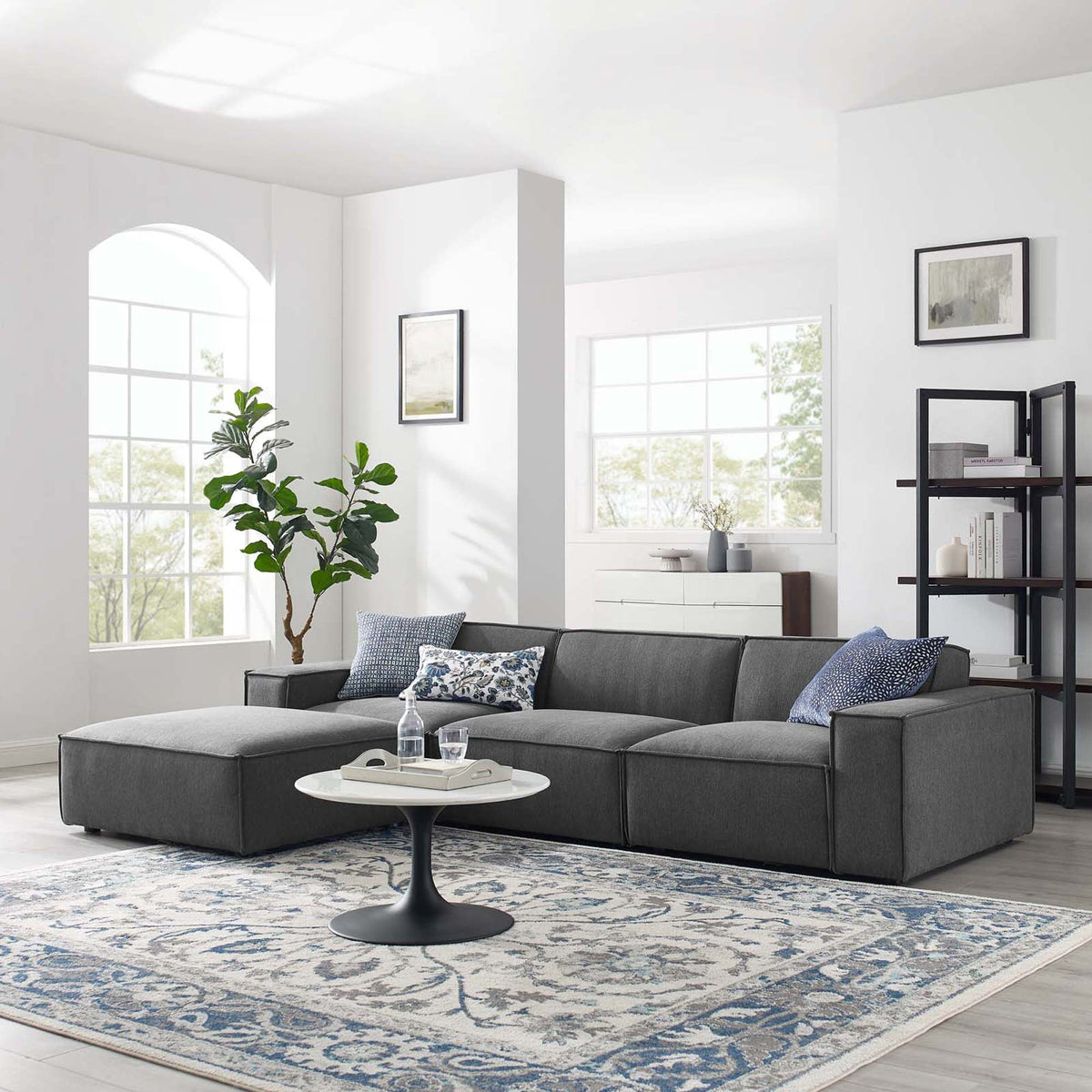 Restore 4-Piece Sectional Sofa in Charcoal