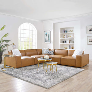 Restore 5-Piece Vegan Leather Sectional Sofa in Tan
