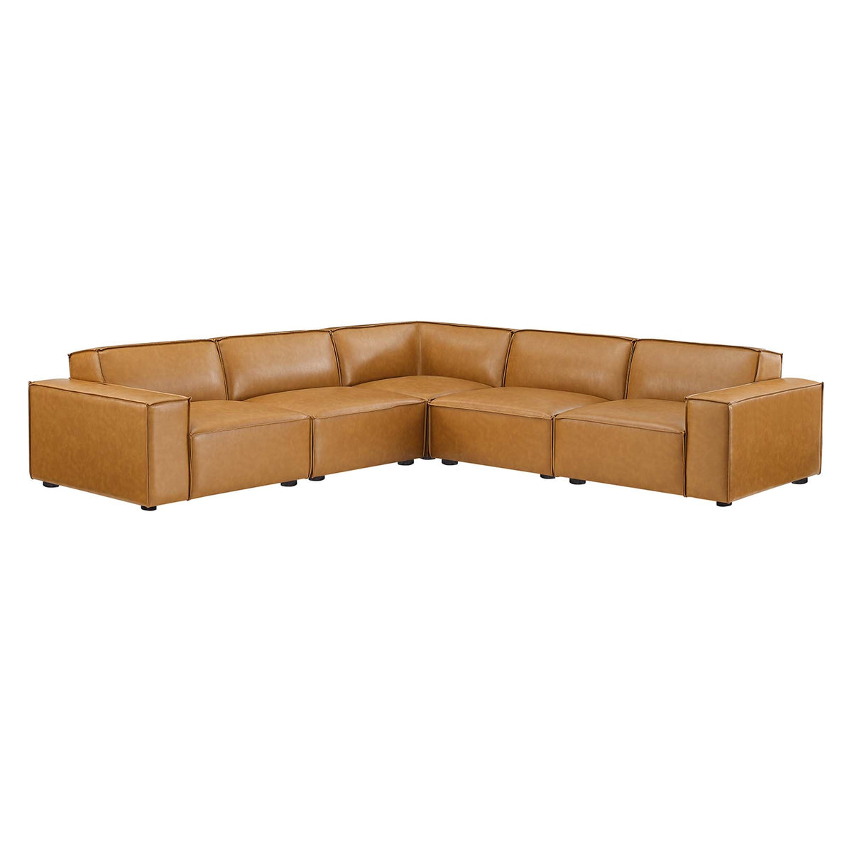 Restore 5-Piece Vegan Leather Sectional Sofa in Tan