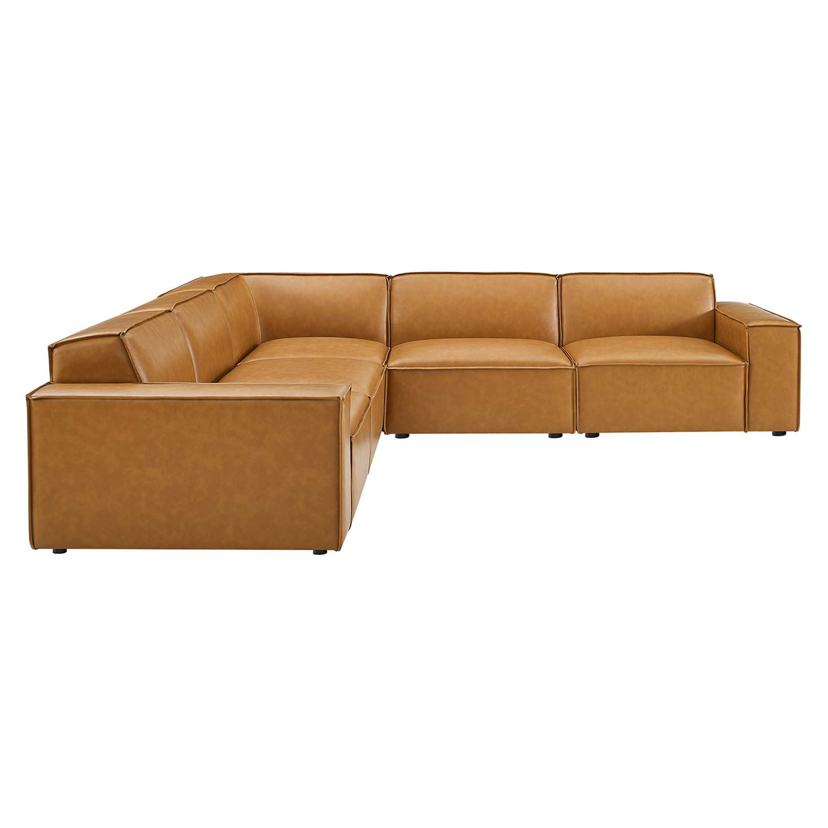 Restore 5-Piece Vegan Leather Sectional Sofa in Tan