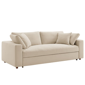 Commix Down Filled Overstuffed Sleeper Sofa in Light Beige