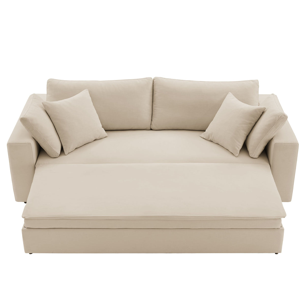Commix Down Filled Overstuffed Sleeper Sofa in Light Beige