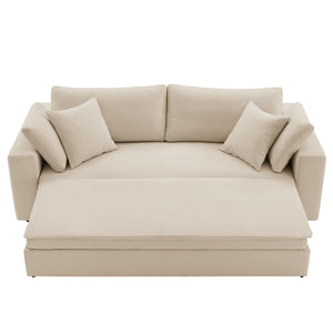 Commix Down Filled Overstuffed Sleeper Sofa in Light Beige