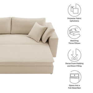 Commix Down Filled Overstuffed Sleeper Sofa in Light Beige