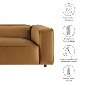 Auren Upholstered Vegan Leather Sofa in Camel