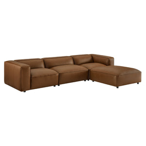 Auren 4-Piece Vegan Leather Modular Sofa Set in Coffee