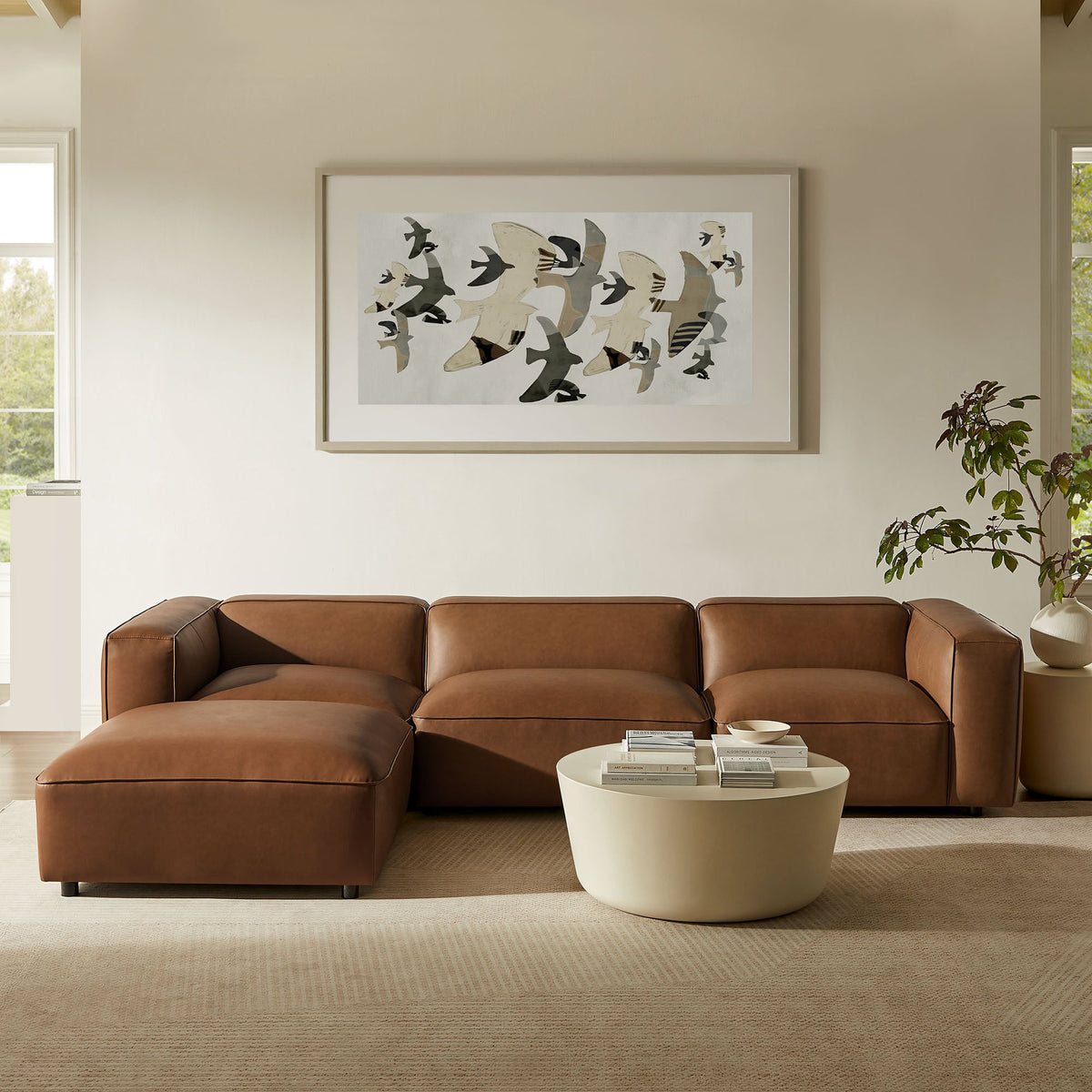Auren 4-Piece Vegan Leather Modular Sofa Set in Coffee