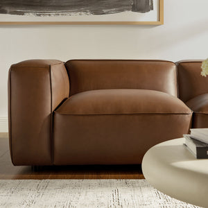 Auren 5-Piece Upholstered Vegan Leather Modular L-Shaped Sofa in Coffee