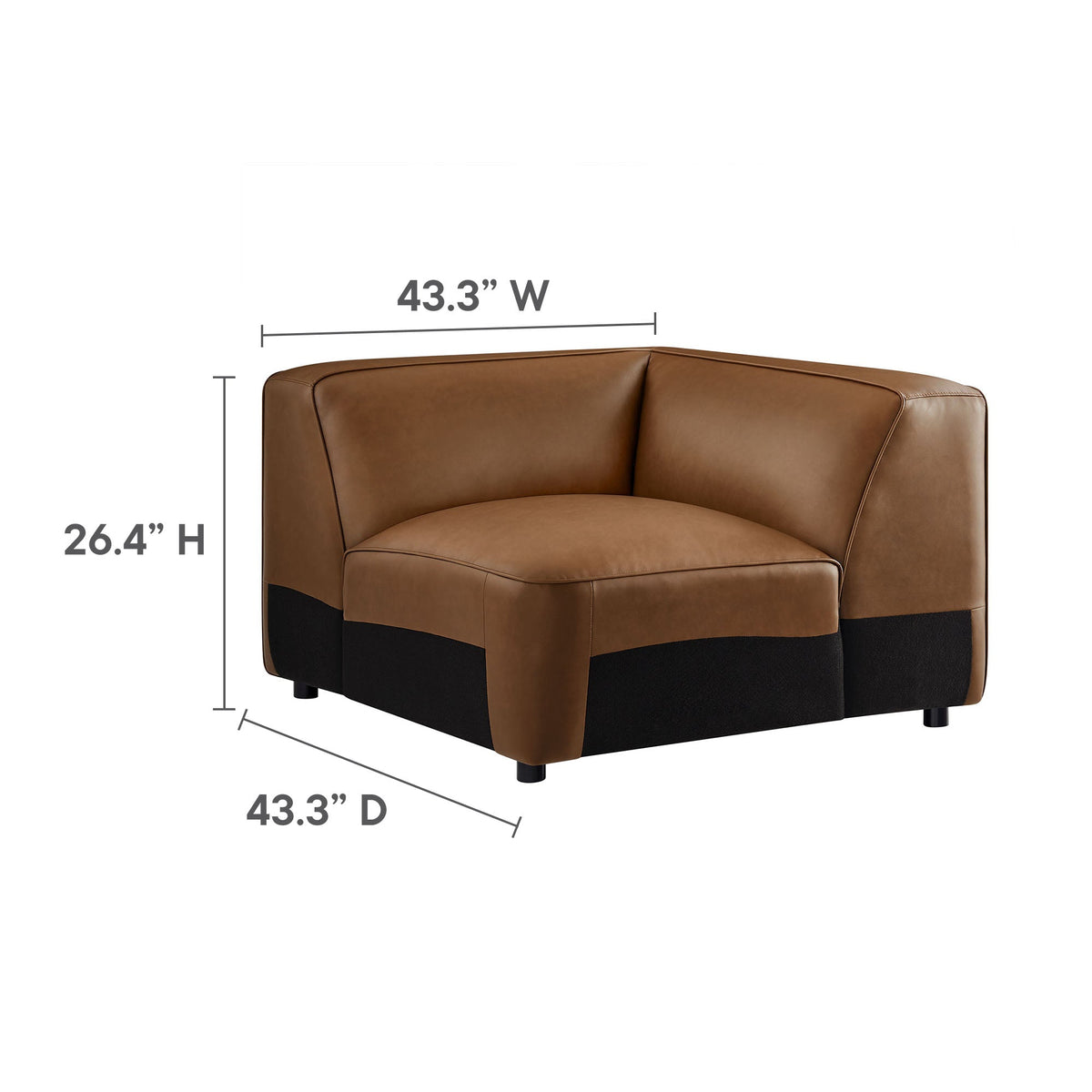 Auren 5-Piece Upholstered Vegan Leather Modular L-Shaped Sofa in Coffee