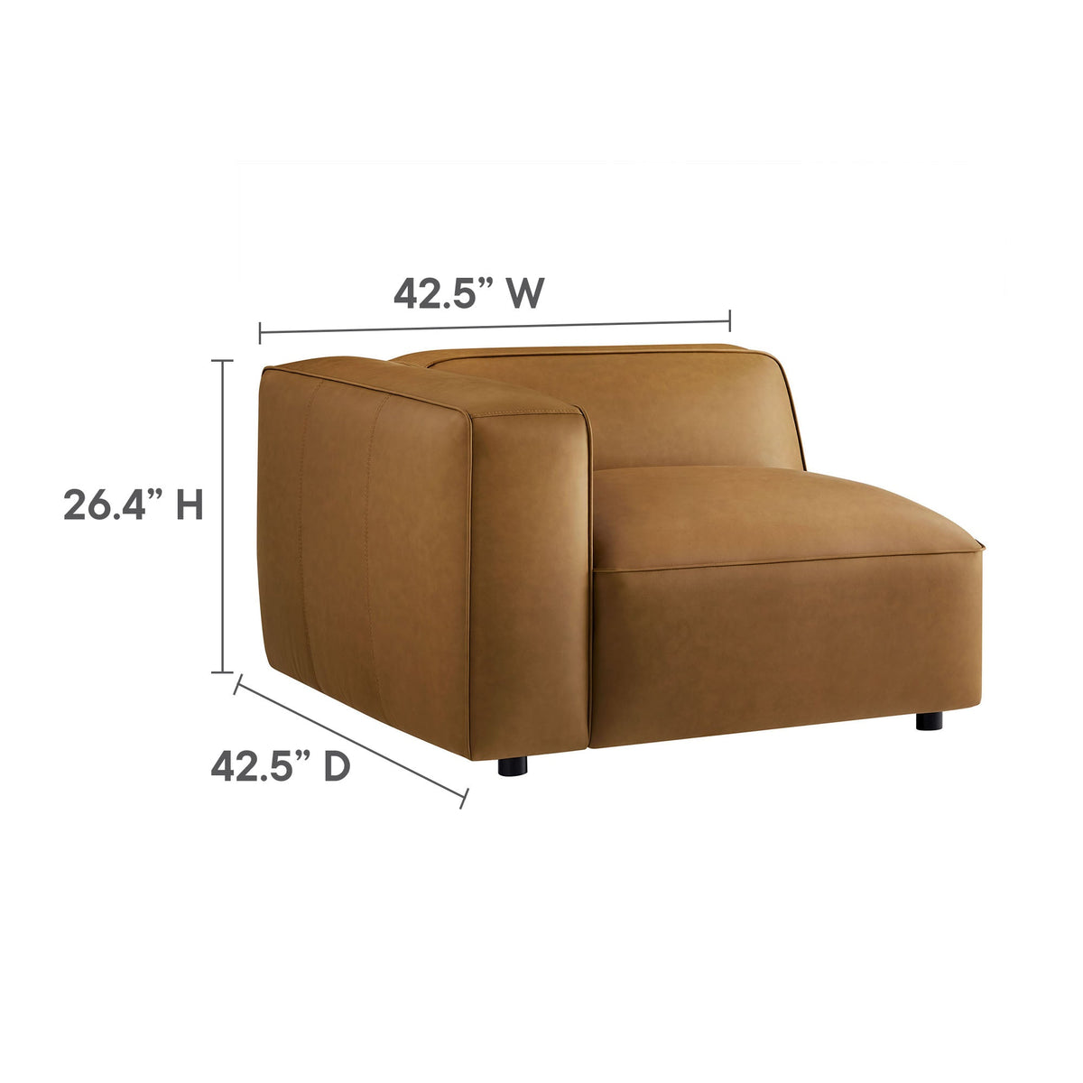 Auren 6-Piece Upholstered Vegan Leather Modular Sofa in Camel