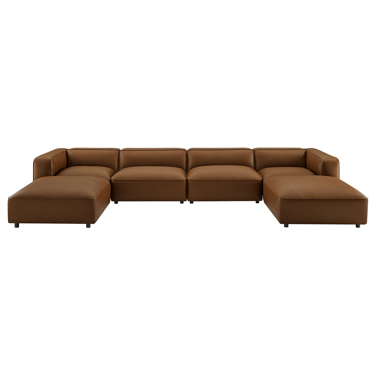 Auren 6-Piece Upholstered Vegan Leather Modular Sofa in Coffee