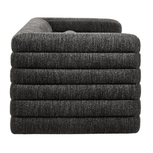 Relle Channel Tufted Boucle Upholstered Sofa in Charcoal