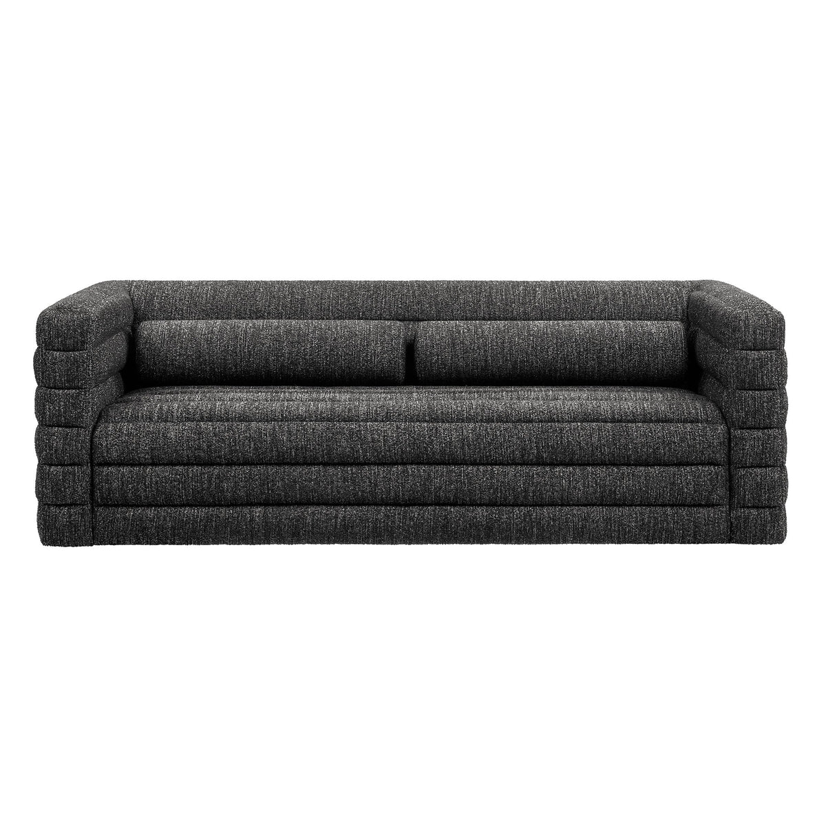 Relle Channel Tufted Boucle Upholstered Sofa in Charcoal