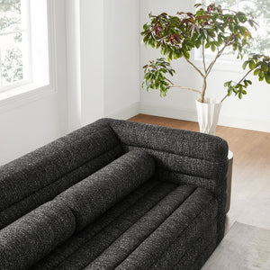 Relle Channel Tufted Boucle Upholstered Sofa in Charcoal