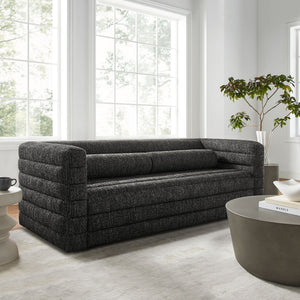 Relle Channel Tufted Boucle Upholstered Sofa in Charcoal