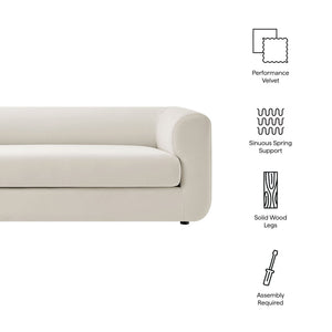 Leif 89" Performance Velvet Upholstered Sofa in Alabaster