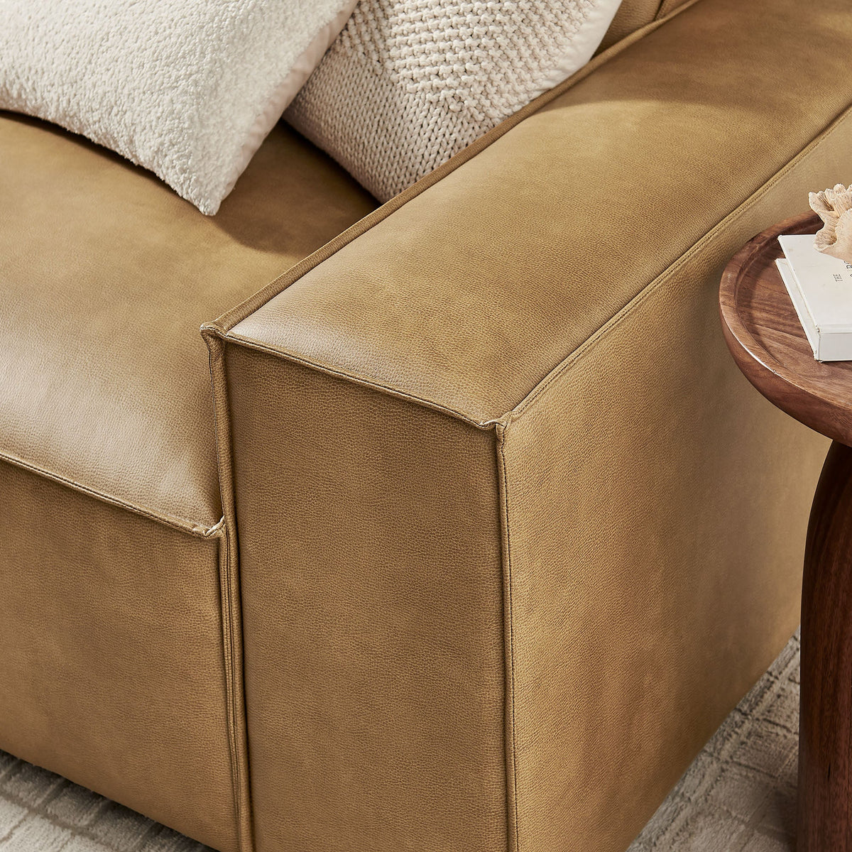 Restore 3-Piece Vegan Leather Modular Sofa Set in Toast