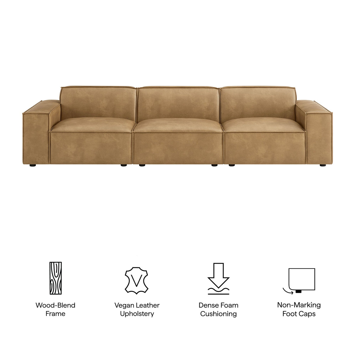 Restore 3-Piece Vegan Leather Modular Sofa Set in Toast