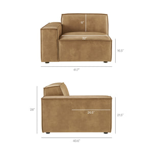 Restore 3-Piece Vegan Leather Modular Sofa Set in Toast
