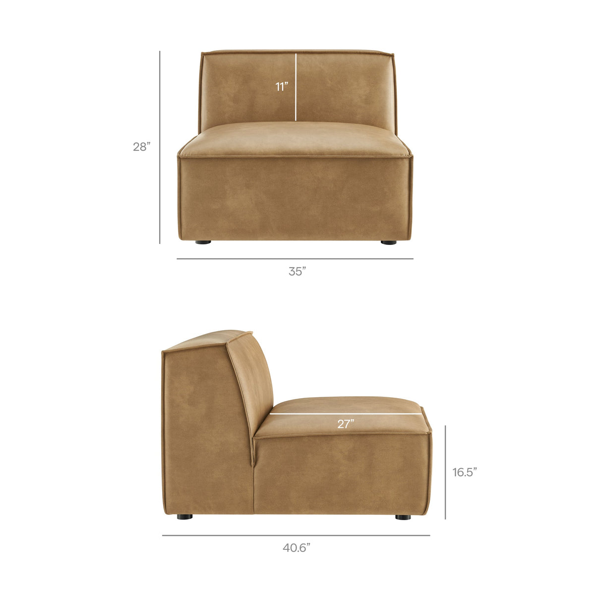 Restore 3-Piece Vegan Leather Modular Sofa Set in Toast