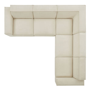 Restore 5-Piece Performance Fabric Upholstered Modular L-Shaped Sofa in Ecru