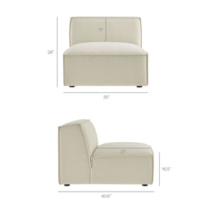 Restore 5-Piece Performance Fabric Upholstered Modular L-Shaped Sofa in Ecru
