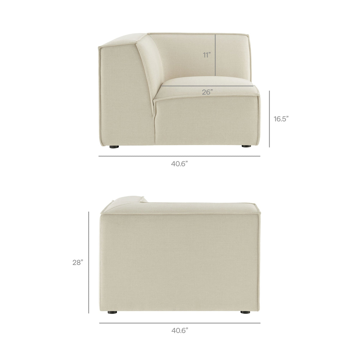 Restore 5-Piece Performance Fabric Upholstered Modular L-Shaped Sofa in Ecru