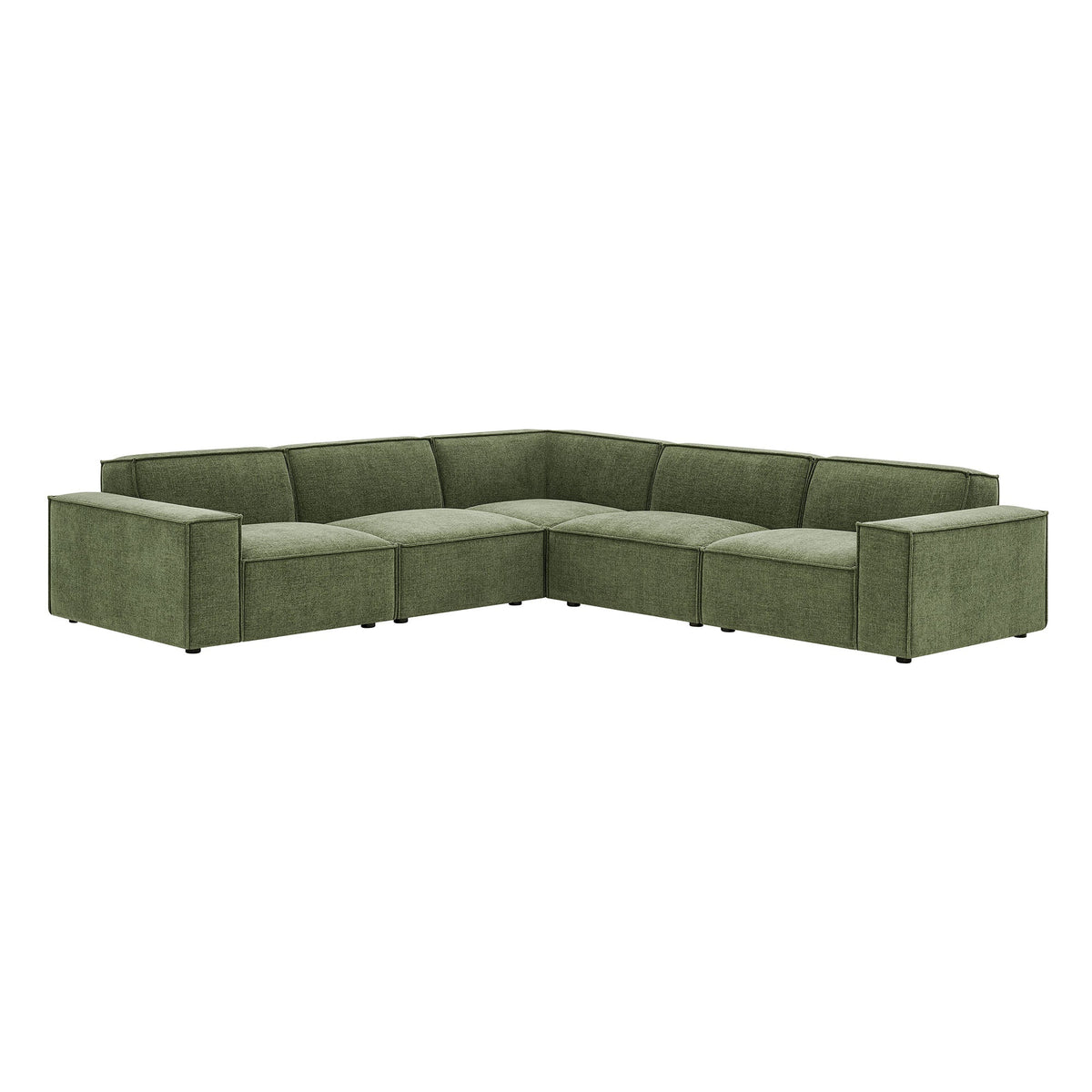 Restore 5-Piece Performance Fabric Upholstered Modular L-Shaped Sofa in Foliage