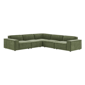 Restore 5-Piece Performance Fabric Upholstered Modular L-Shaped Sofa in Foliage