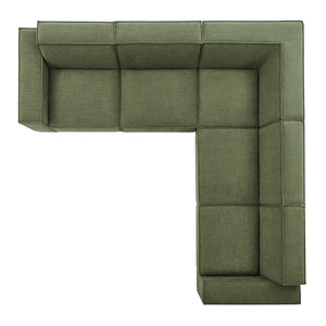 Restore 5-Piece Performance Fabric Upholstered Modular L-Shaped Sofa in Foliage