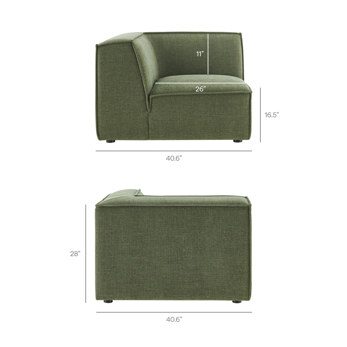 Restore 5-Piece Performance Fabric Upholstered Modular L-Shaped Sofa in Foliage