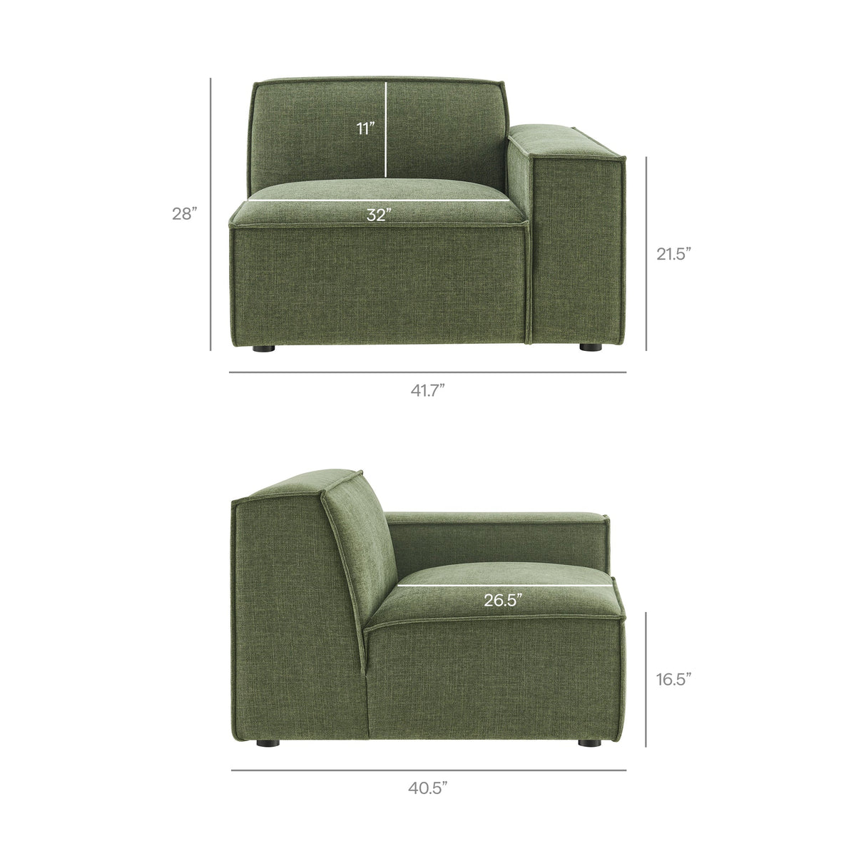 Restore 5-Piece Performance Fabric Upholstered Modular L-Shaped Sofa in Foliage
