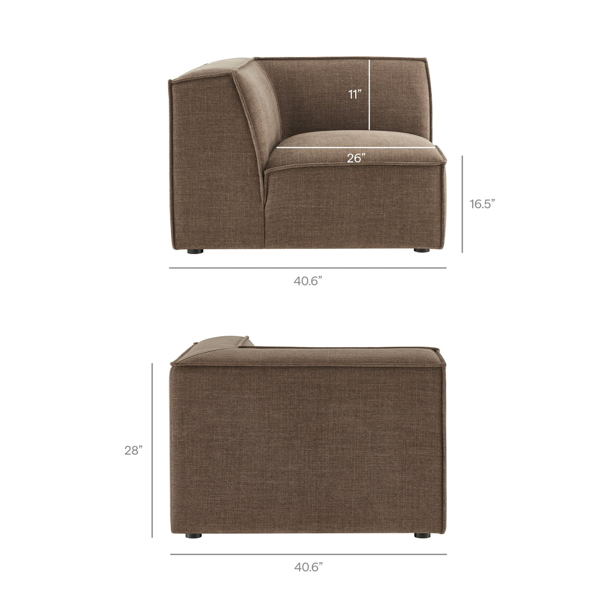 Restore 5-Piece Performance Fabric Upholstered Modular L-Shaped Sofa in Mocha