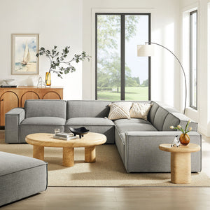 Restore 5-Piece Performance Fabric Upholstered Modular L-Shaped Sofa in Pewter