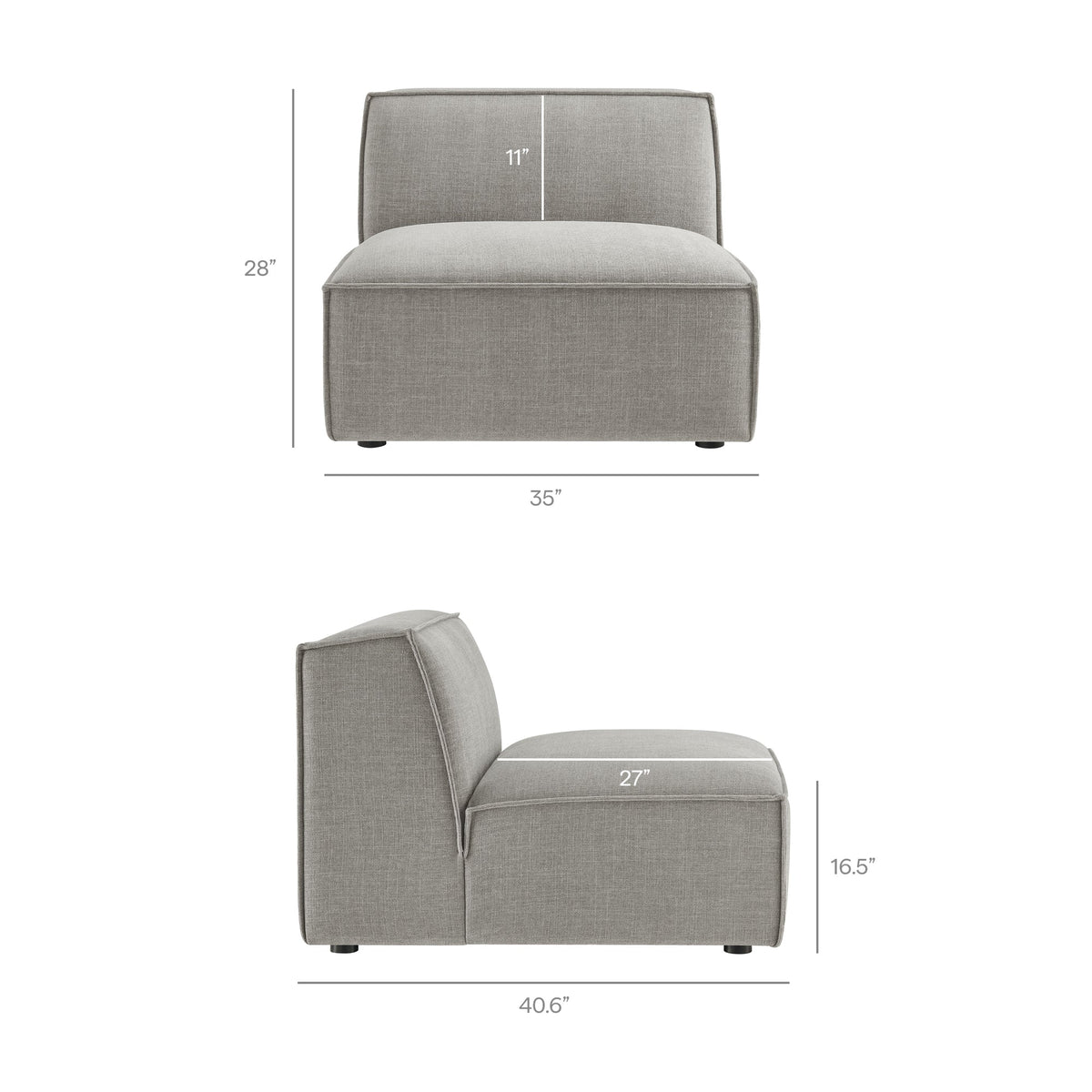 Restore 5-Piece Performance Fabric Upholstered Modular L-Shaped Sofa in Pewter