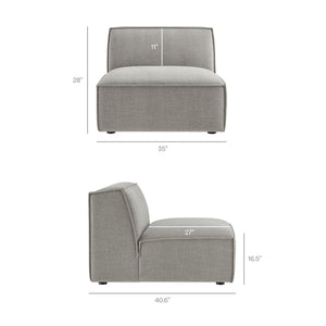 Restore 5-Piece Performance Fabric Upholstered Modular L-Shaped Sofa in Pewter