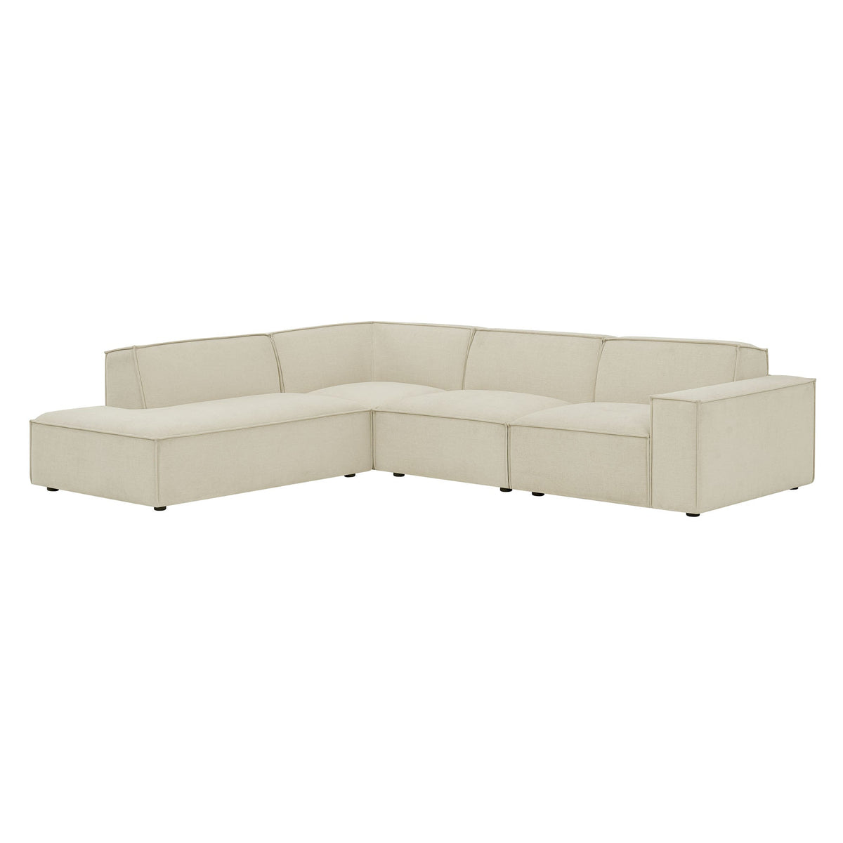 Restore 4-Piece Performance Fabric Upholstered Modular L-Shaped Sofa in Ecru