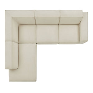 Restore 4-Piece Performance Fabric Upholstered Modular L-Shaped Sofa in Ecru