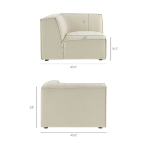 Restore 4-Piece Performance Fabric Upholstered Modular L-Shaped Sofa in Ecru