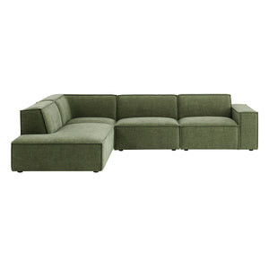 Restore 4-Piece Performance Fabric Upholstered Modular L-Shaped Sofa in Foliage