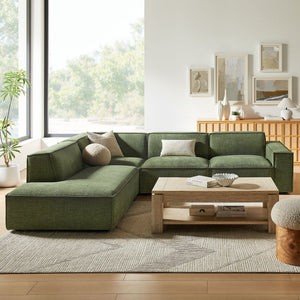 Restore 4-Piece Performance Fabric Upholstered Modular L-Shaped Sofa in Foliage