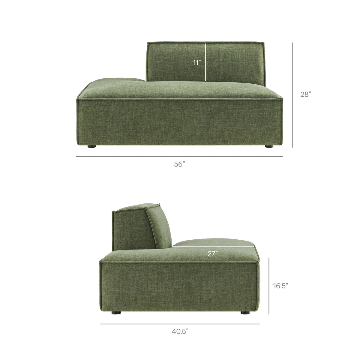Restore 4-Piece Performance Fabric Upholstered Modular L-Shaped Sofa in Foliage