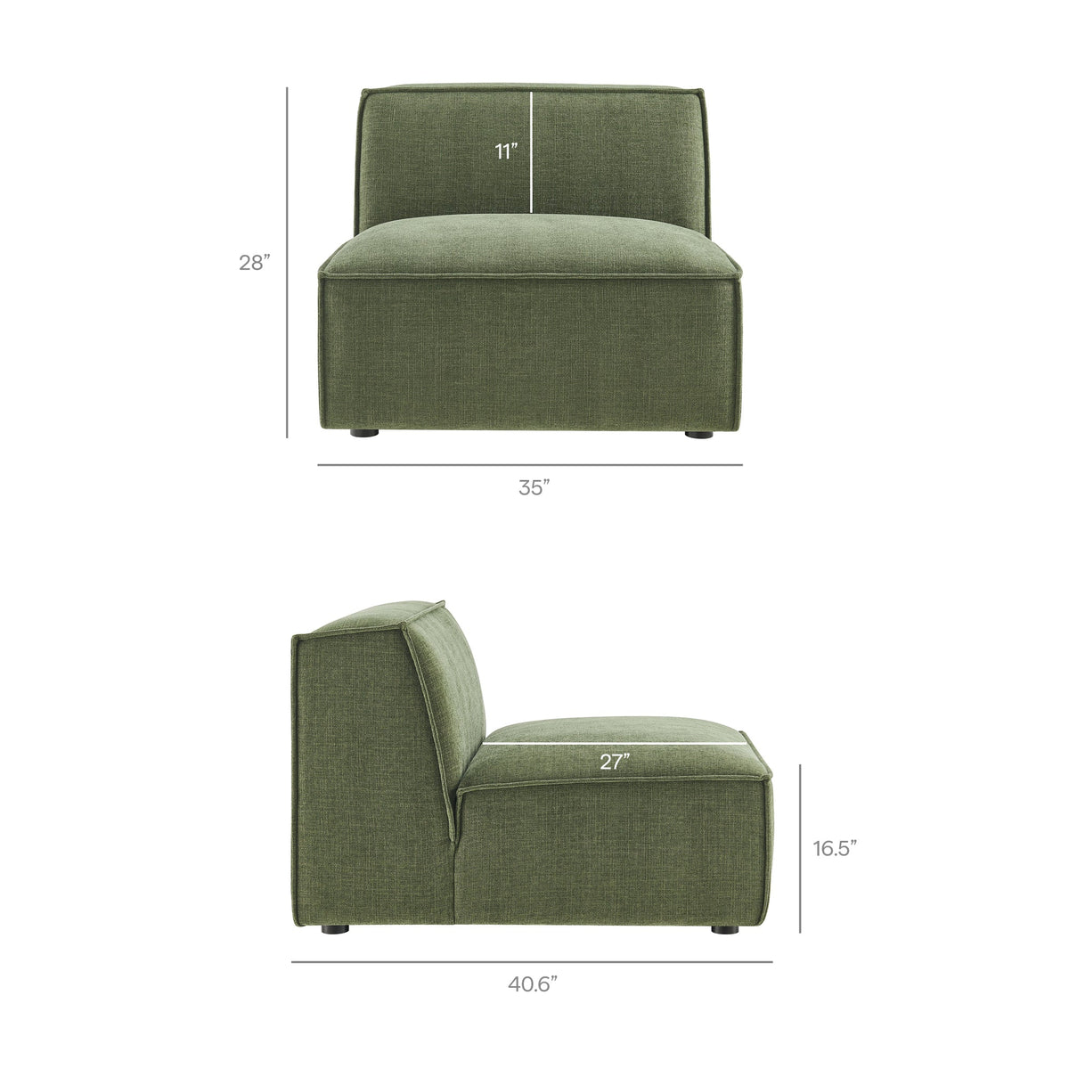 Restore 4-Piece Performance Fabric Upholstered Modular L-Shaped Sofa in Foliage