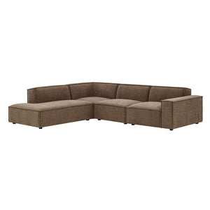 Restore 4-Piece Performance Fabric Upholstered Modular L-Shaped Sofa in Mocha